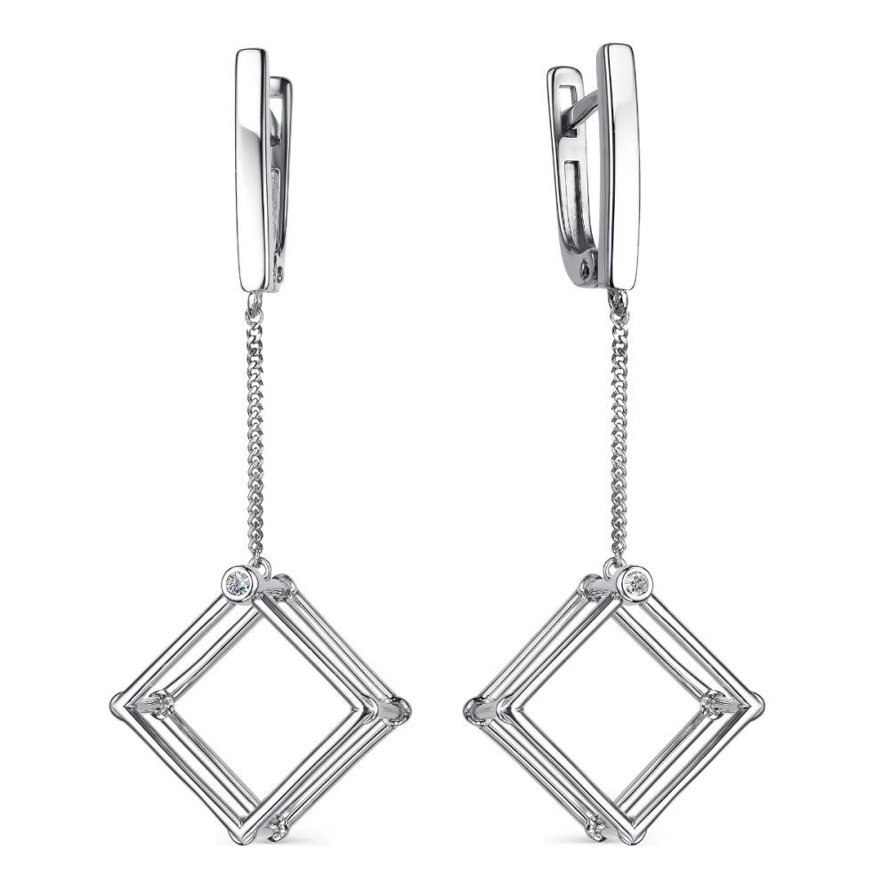 Серьги из серебра со вставкой Фианит